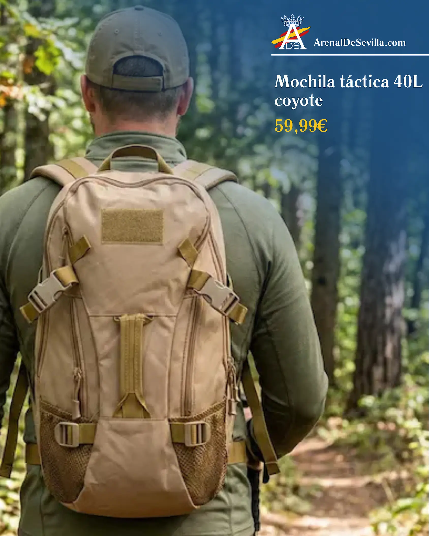 Mochila T&aacute;ctica Supervivencia 40L Coyote